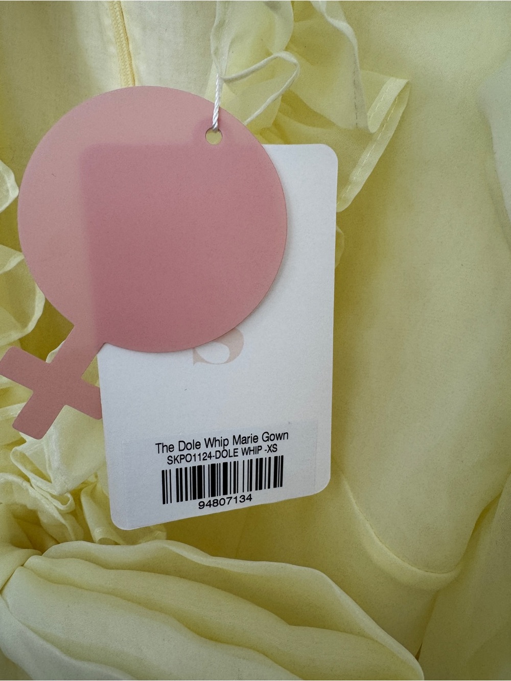 NWT Selkie The Dole Whip Marie Gown (Yellow Ruffle Trim Vintage-Style Gown) - Picture 6 of 6
